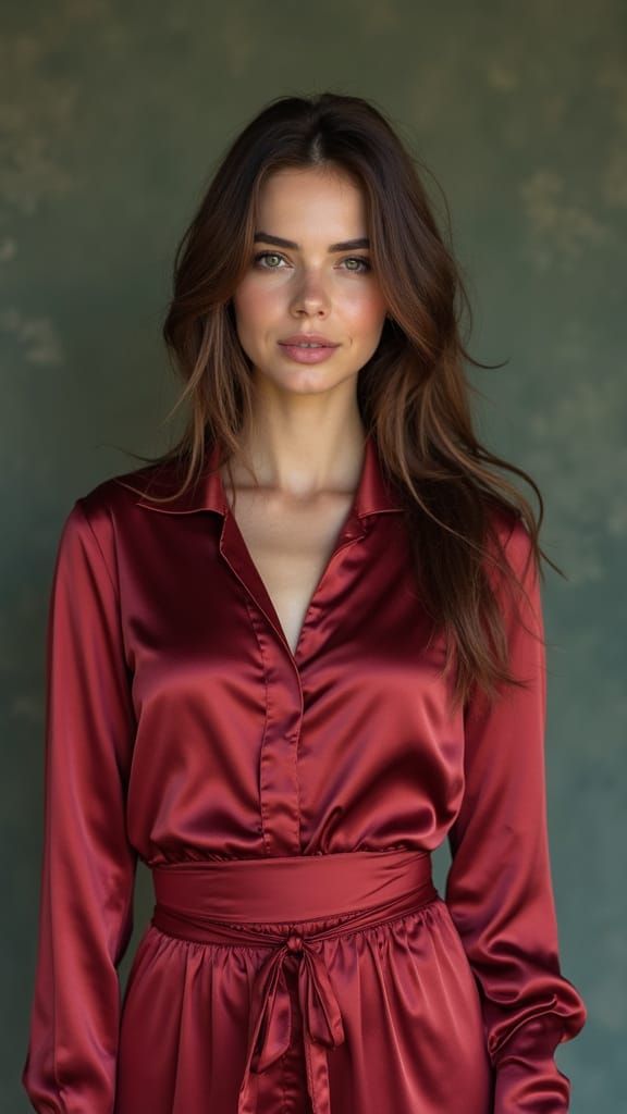 Elegant Satin Silk Gown Teacher Portrait