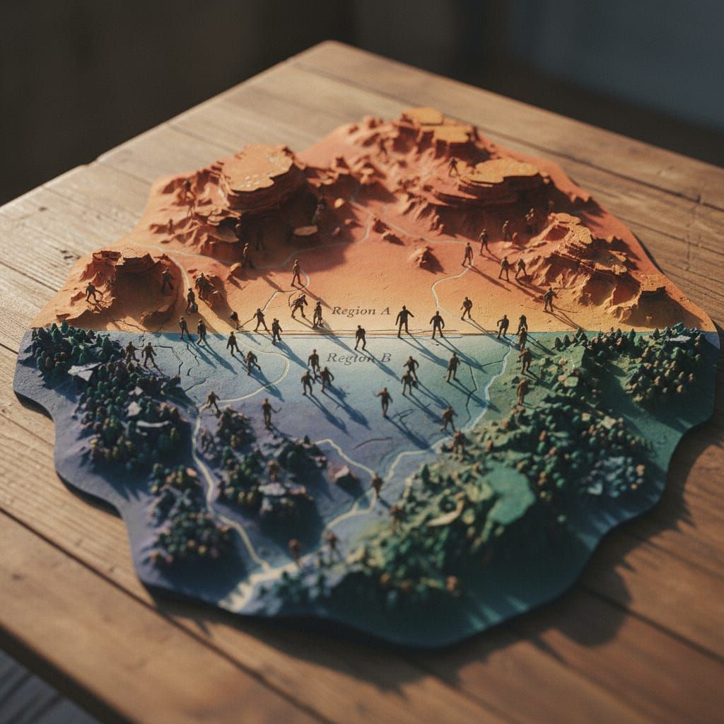 Overhead Photograph of a Miniature Diorama Map