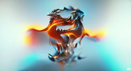 Fire-Breathing Dragon in Abstract 3D Art