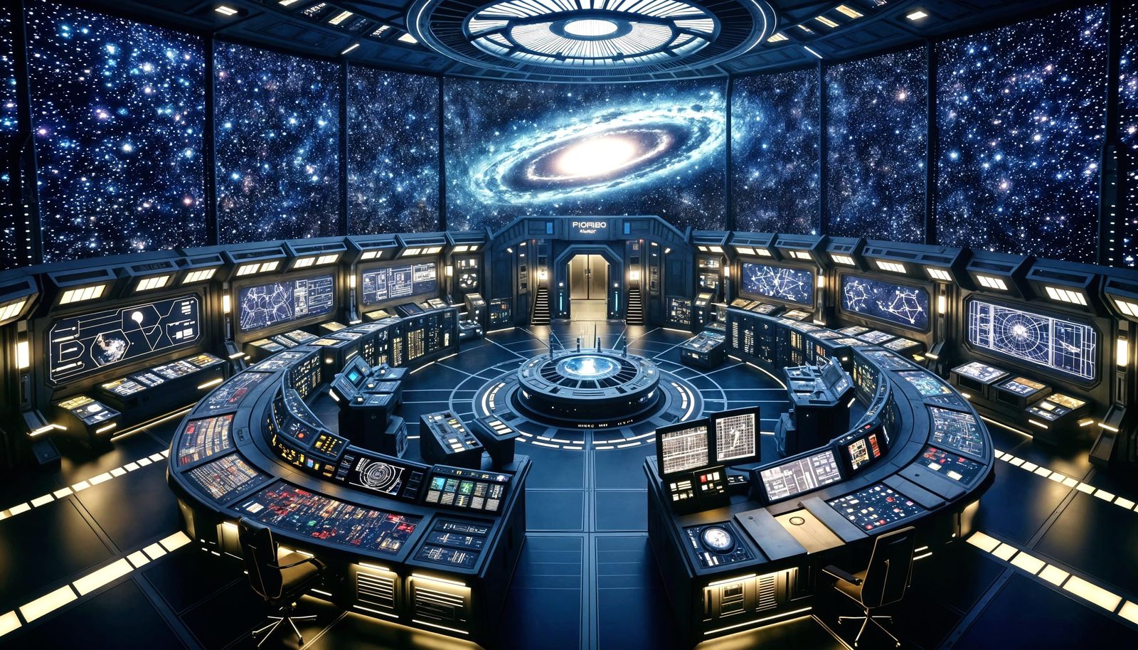 Starry Spaceship Bridge in Sci-Fi Style