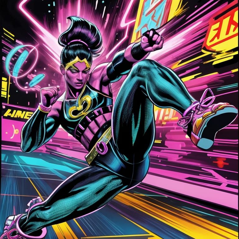 Bejeweled Karate Expert Kicks in Comic Style