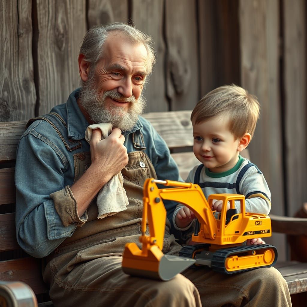 Paternal Devotion in Warm Sepia Tones