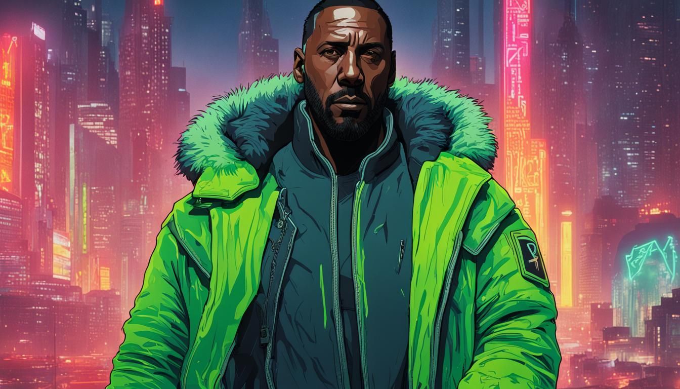 Cyberpunk Polar Bear in Neon Future