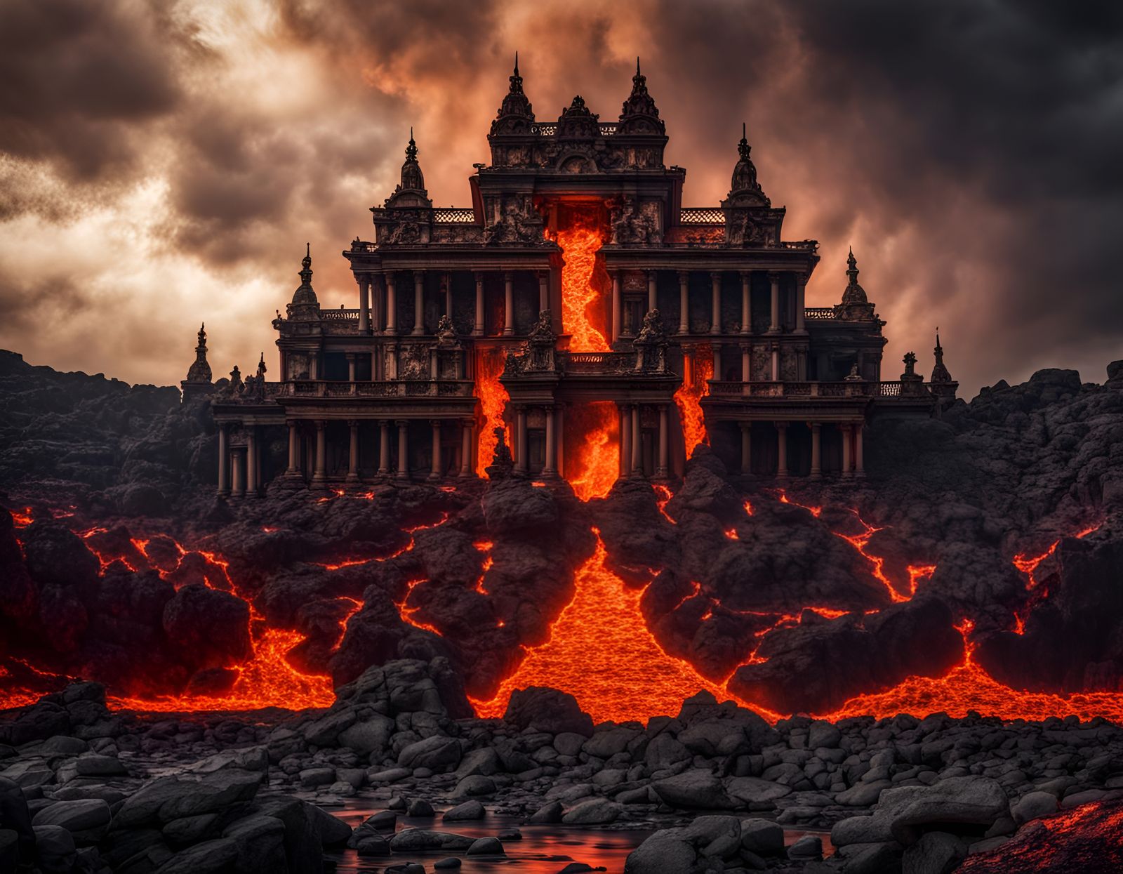 Hyperrealistic Palace of Pandemonium at Earth's Core