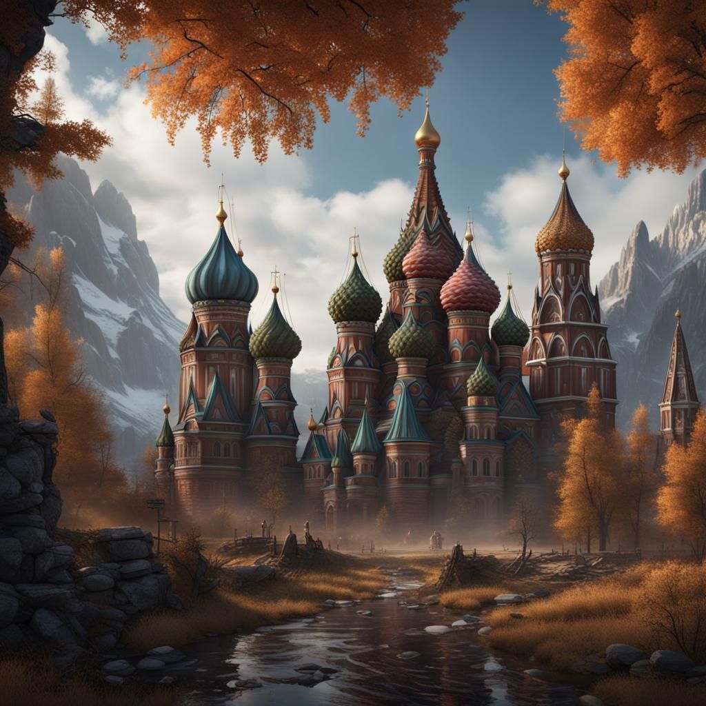 Fantastical Detailed Painting of Russia