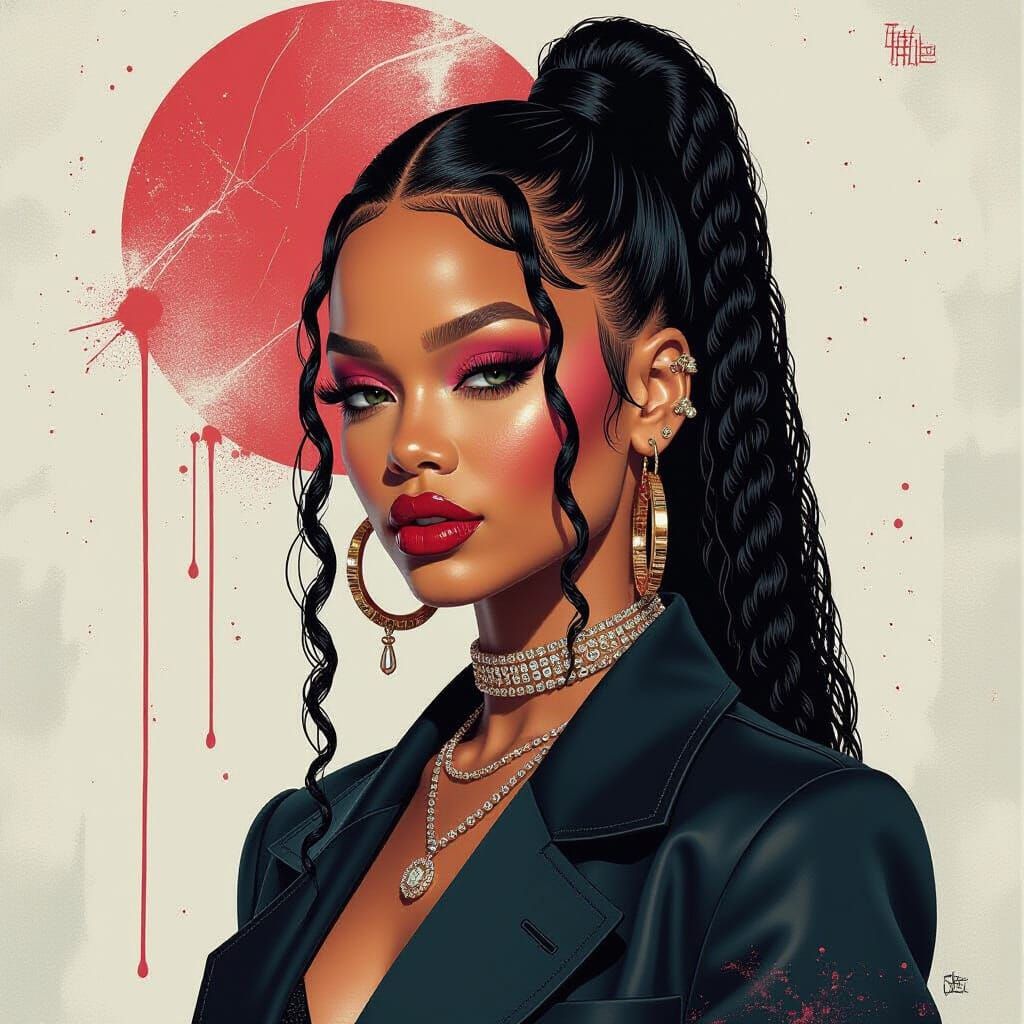 Rihanna: Eerie Horror Art in Zentangle Patterns