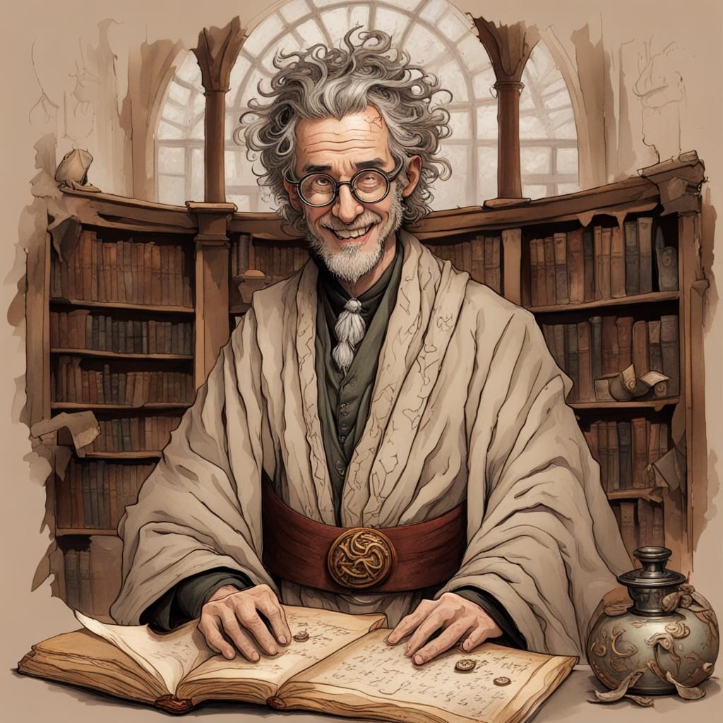 Lovecraftian Portrait of a Ritualist in Library