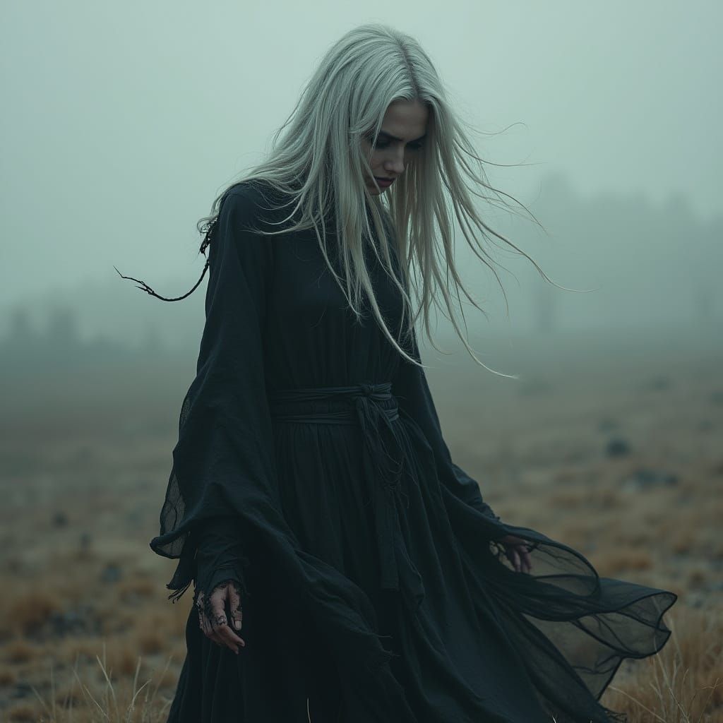 Banshee Wailing in Misty Landscape