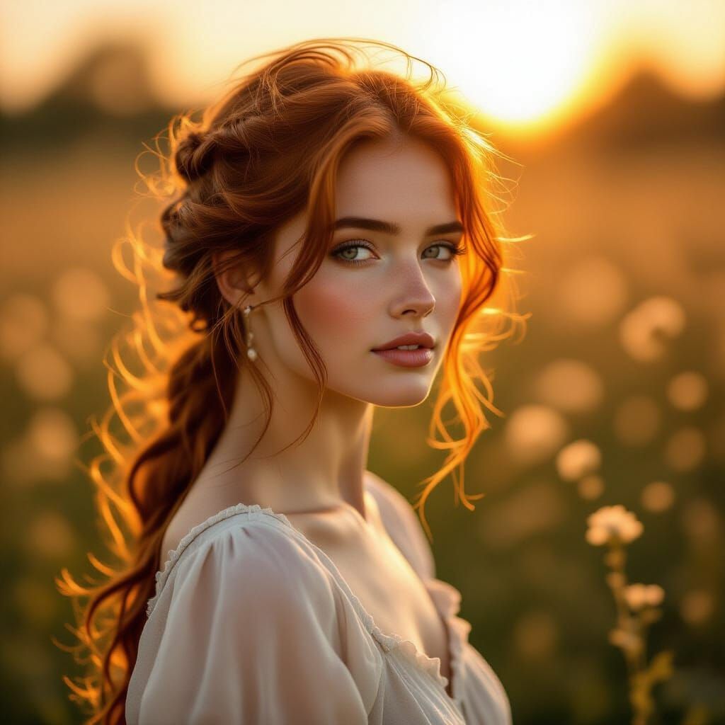Serene Portrait of a Wandering Dreamer in Golden Light