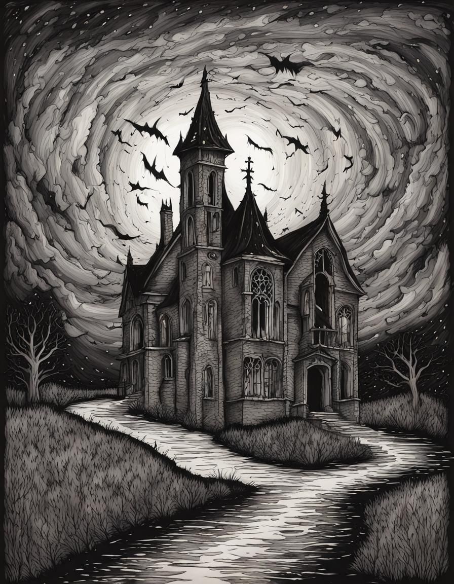 Gothic Ink Drawing of a Thunderstorm