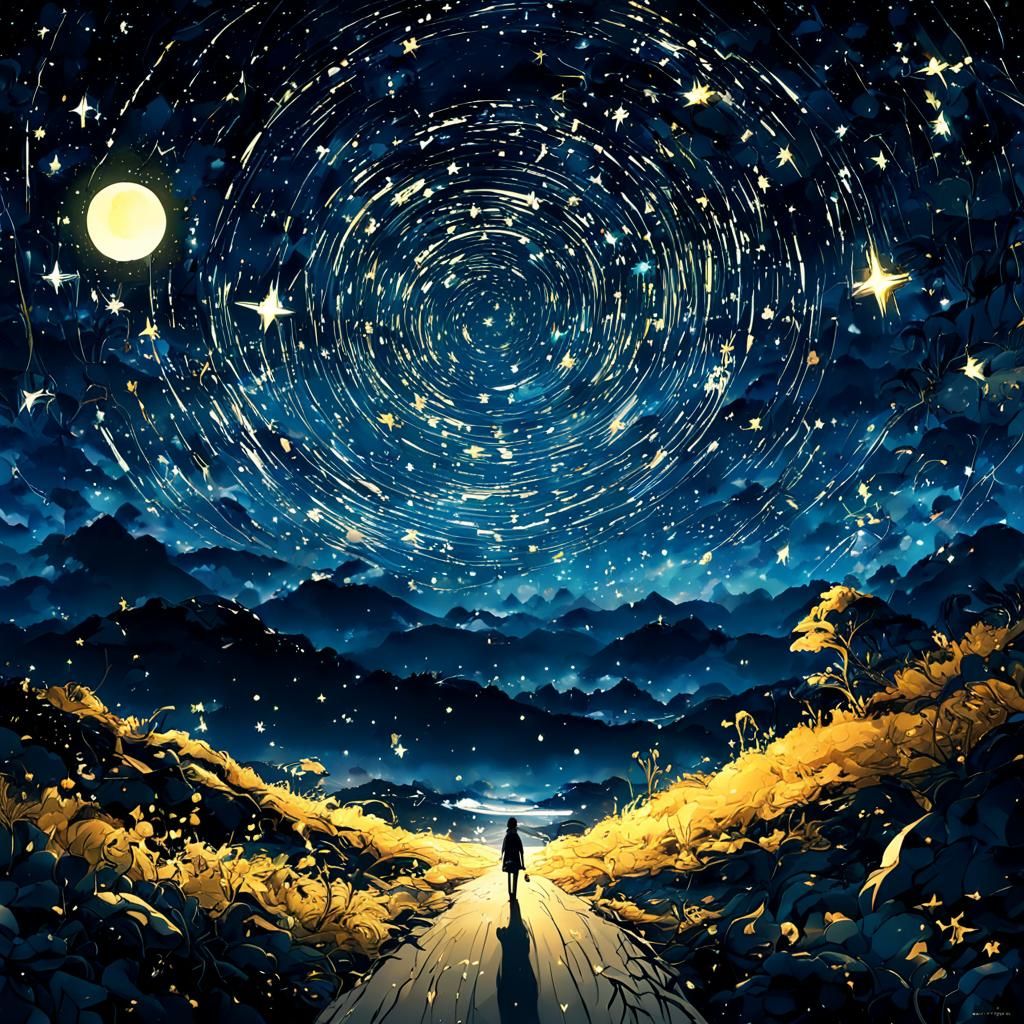 Ethereal Cosmic Landscape in Anime Style