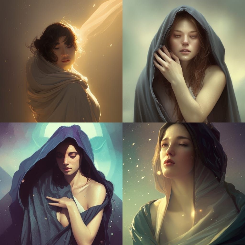 Night Sky Cloak Portrait in Hyperdetailed Style