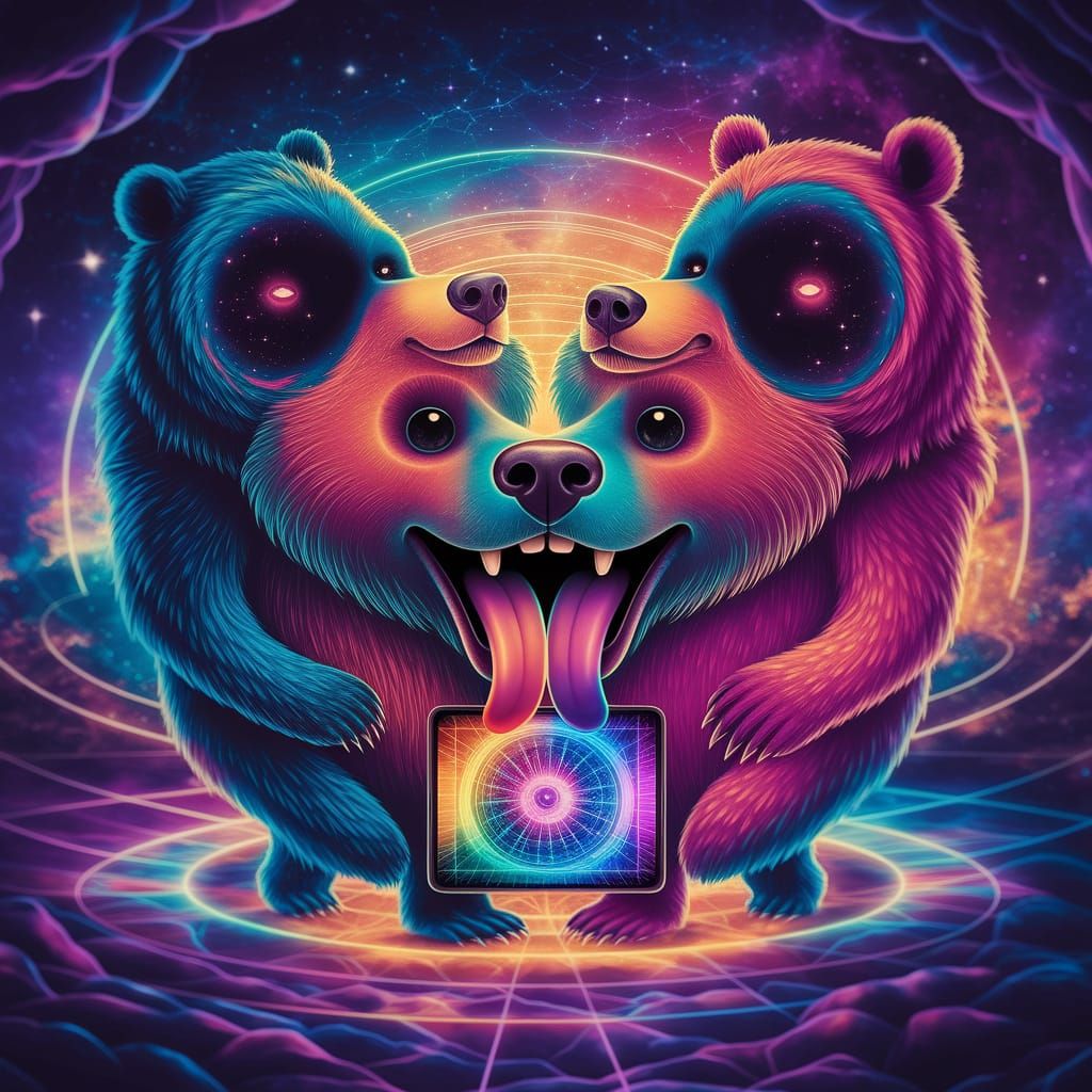 Grateful Dead Dancing Bears in Cosmic Holographic Style