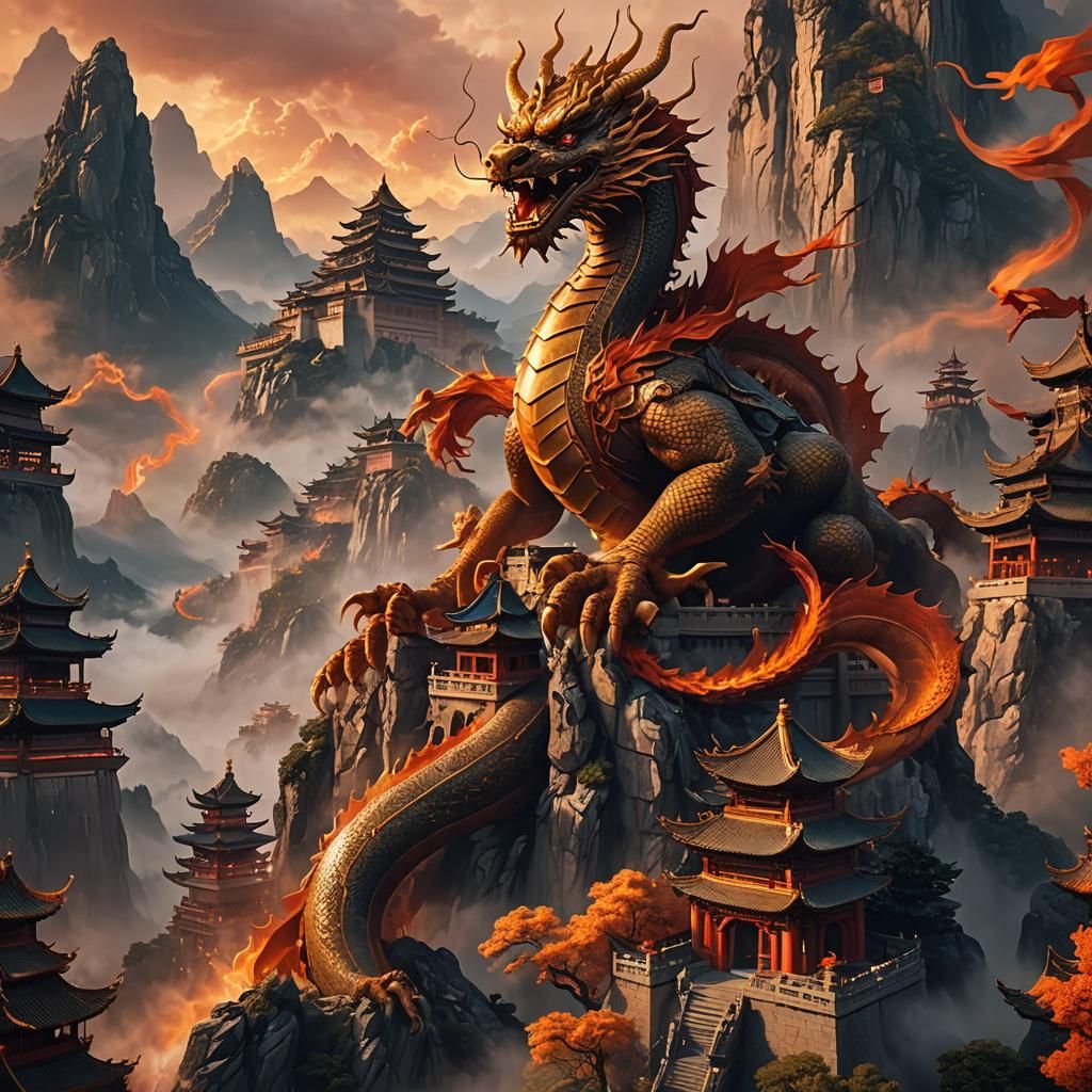 Chinese Dragon Castle in Epic 3D Style