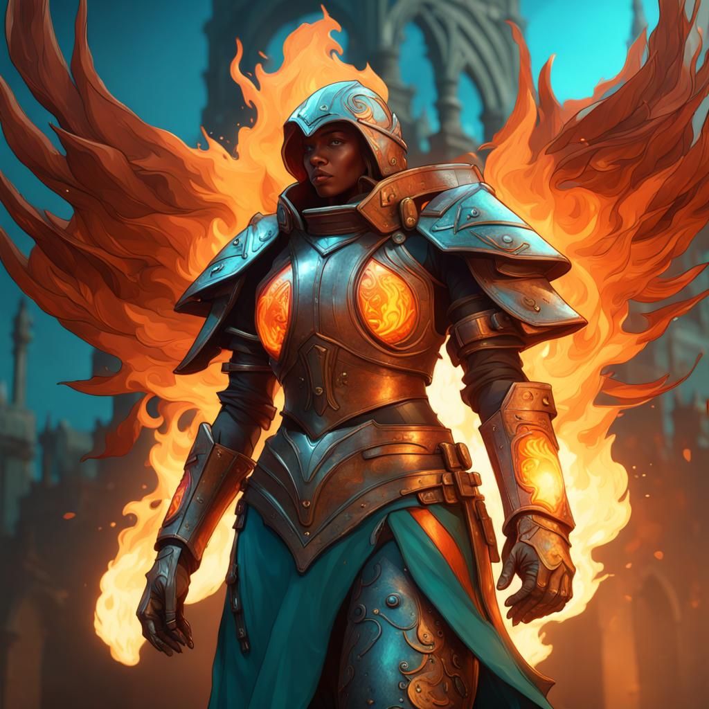 Flaming Leather Armor Concept Art in 8K