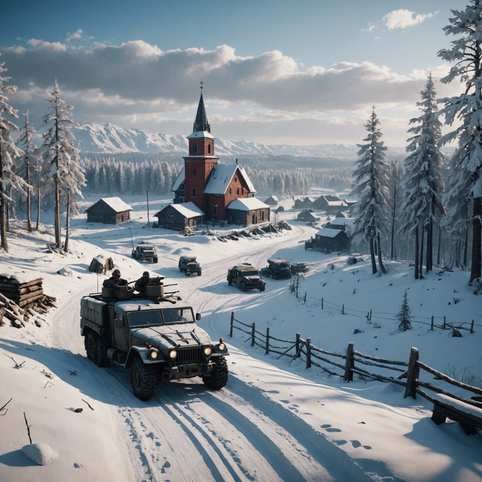 Winter Battlefield in Russia: 3D Game Cinematic