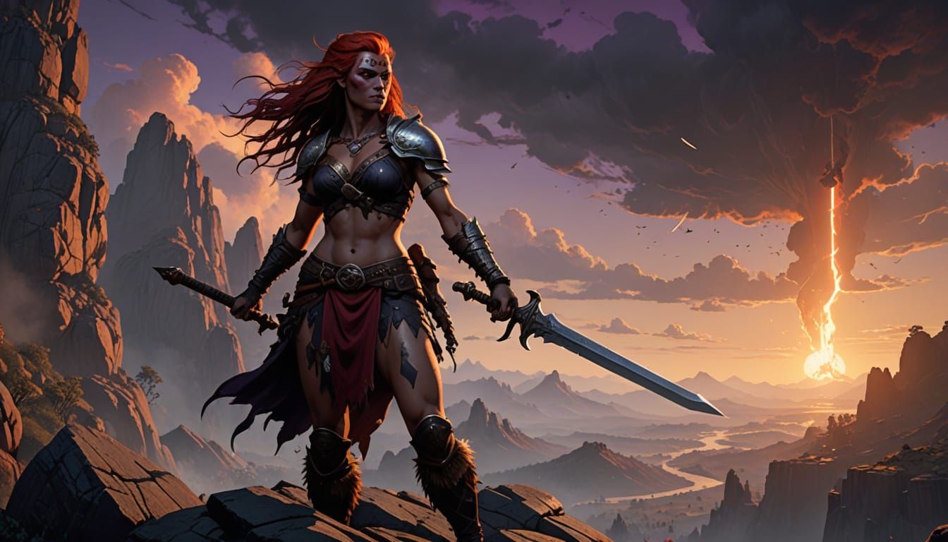 Barbarian Warrior Queen in Dark Fantasy Art