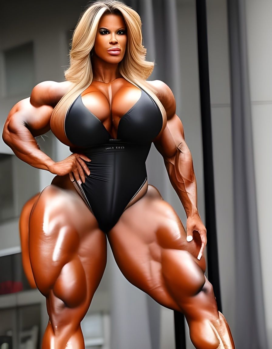 Voluptuous Bodybuilder Posing with Massive Muscles