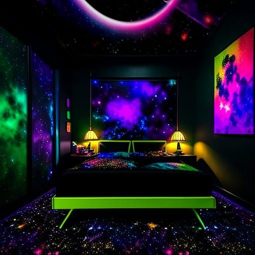 Ornate Art Deco Kid's Bedroom with Starry Walls