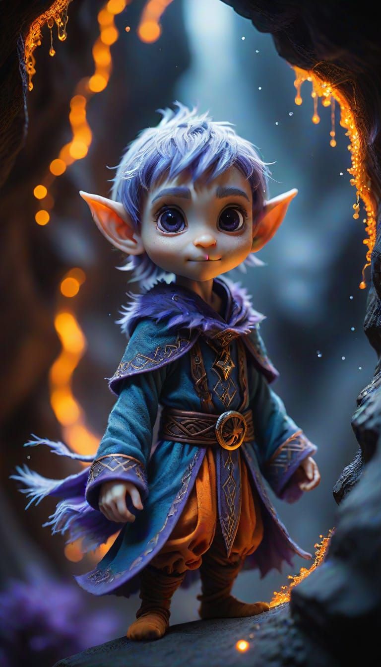 Miniature Elf Emerge from Interdimensional Portal in Softly...