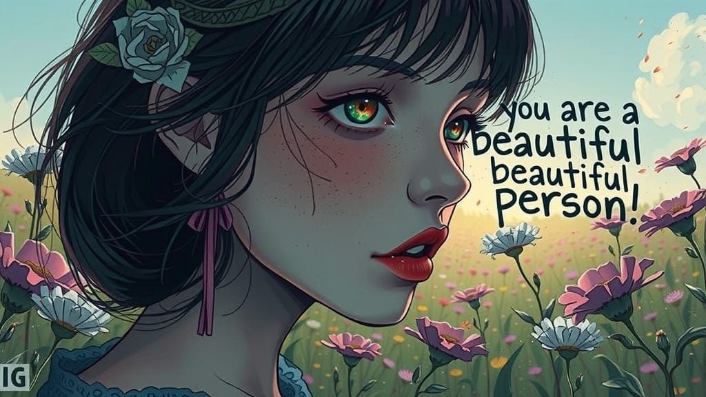 A Contemplative Beauty Amidst Vibrant Wildflowers