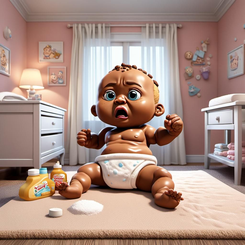 Angry Cookie Baby in Girl's Room: 3D Cartoon