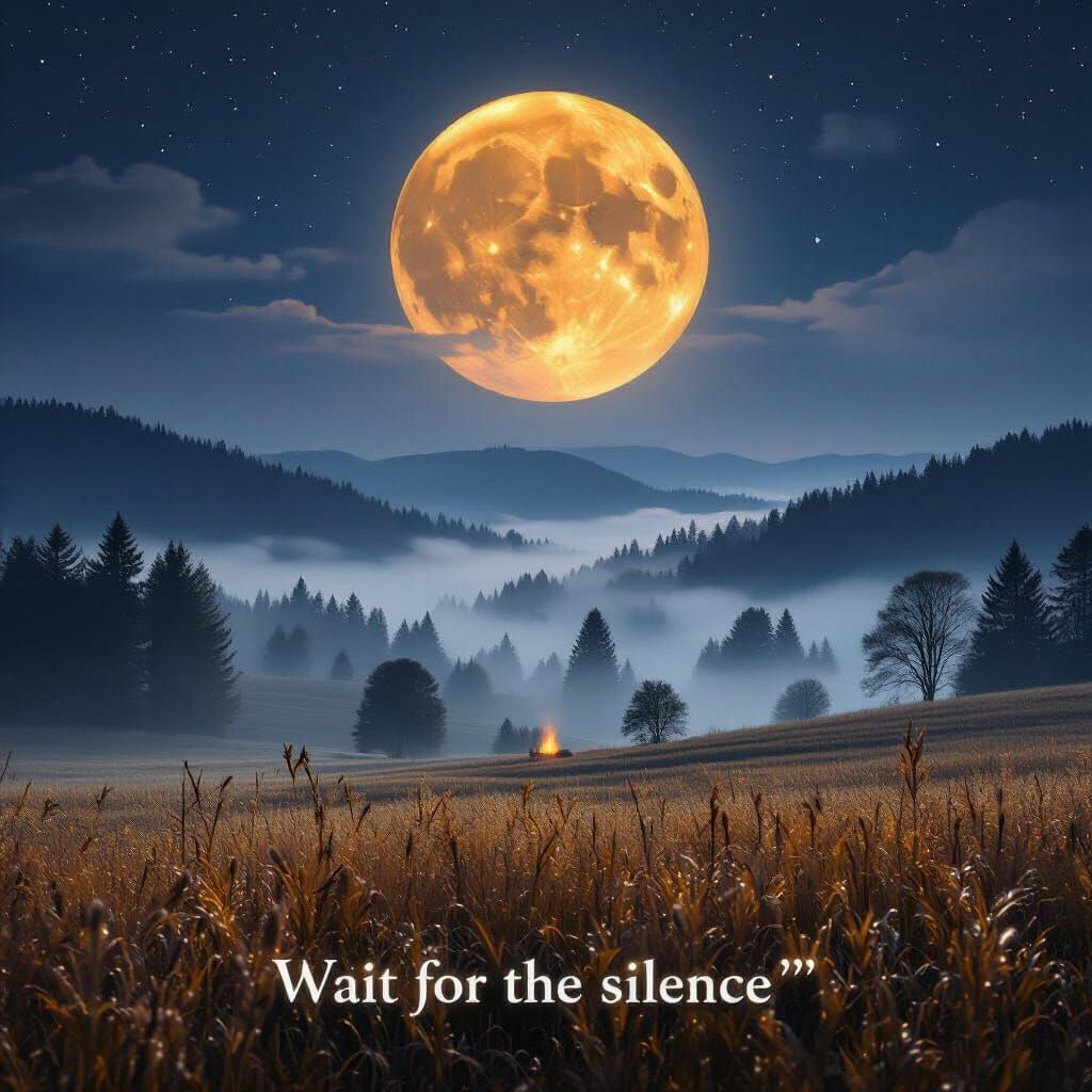 Hunter's Moon Autumn Landscape with Misty Forests