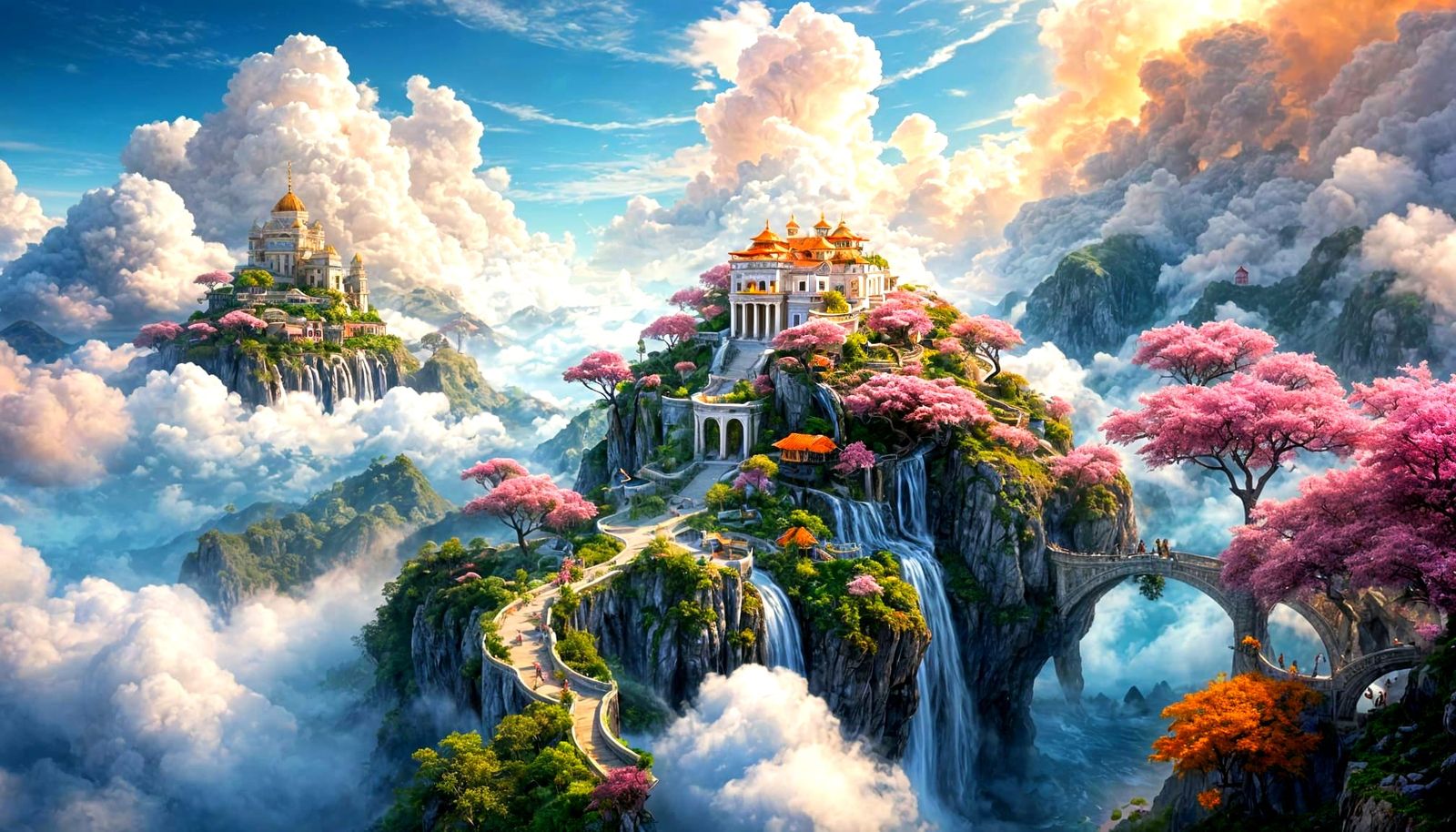 Paradise of Floating Islands Above Cloud Sea