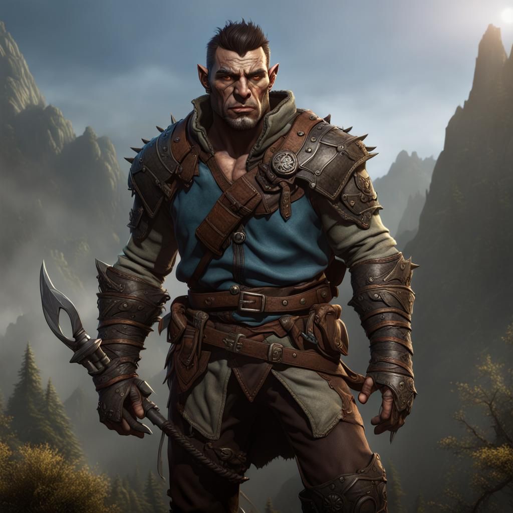 Half-Orc Ranger Concept Art in 8K Resolution