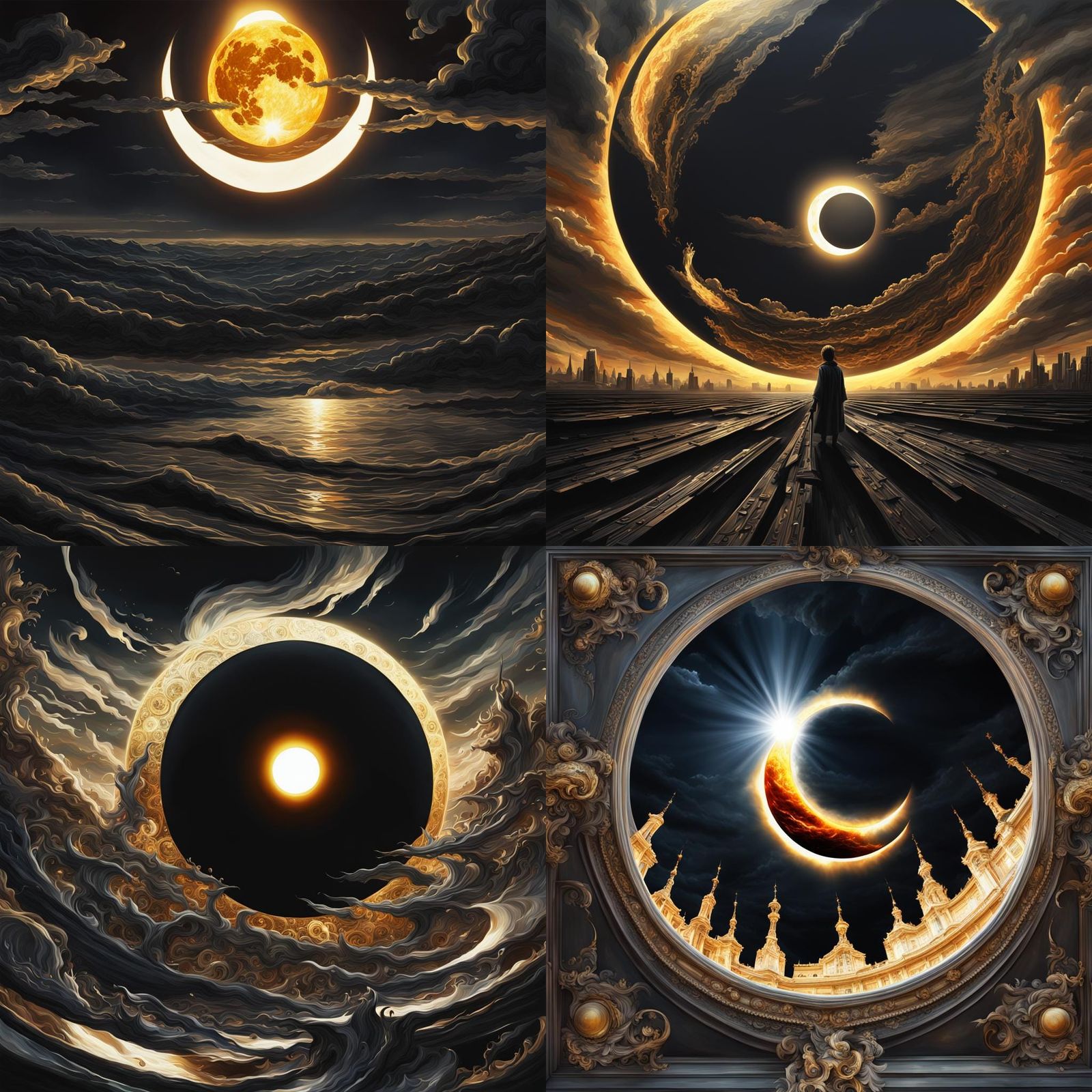 Ominous Solar Eclipse: Renaissance Painting in Hyperrealism