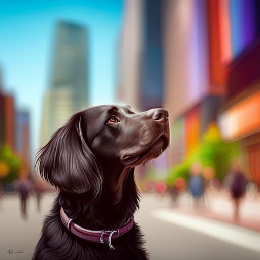 Hyperrealistic Toronto Dog Walking: Splash Art Concept