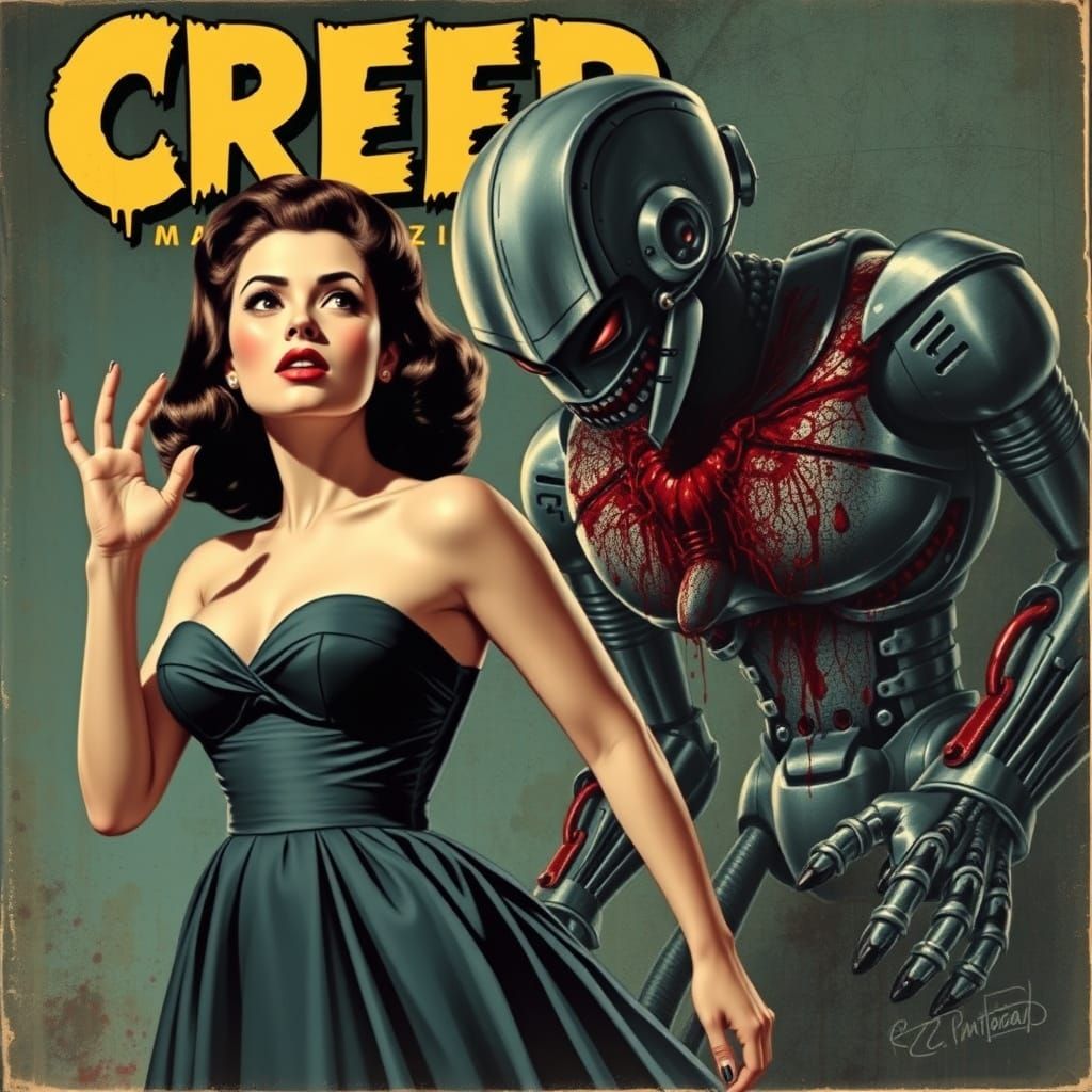 Terrified Woman on Vintage Creep Magazine Cover