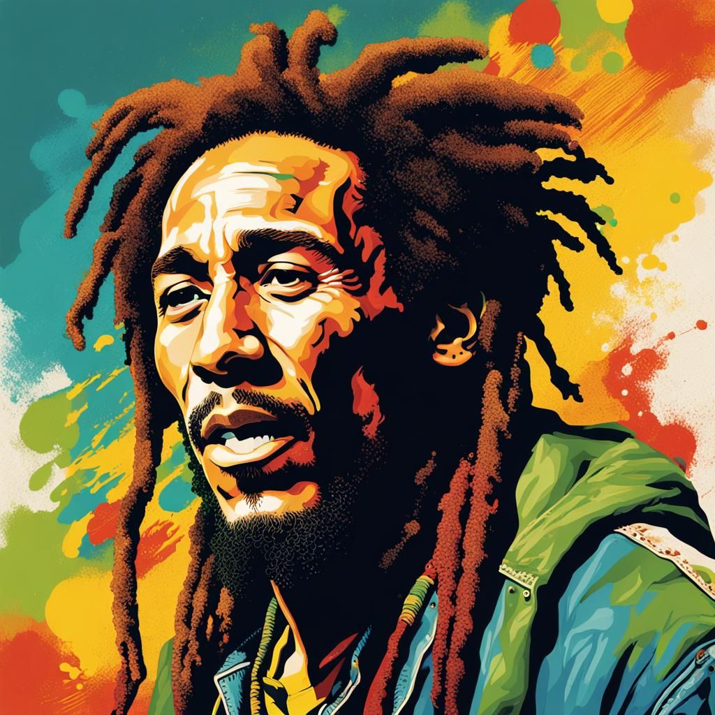 Bob Marley with Mohawk: Hyperrealistic Splash Art