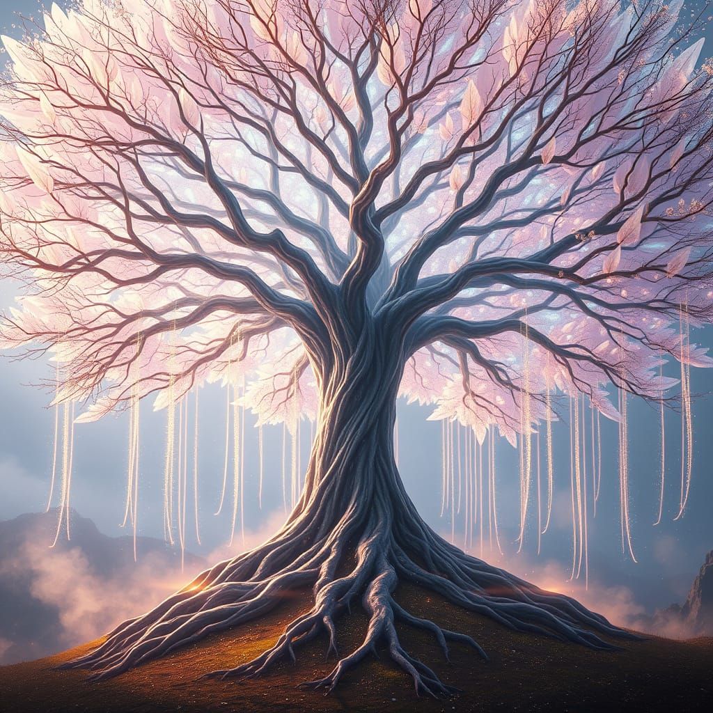 Ethereal Tree Radiates Enchanted Aura in Mid-Air