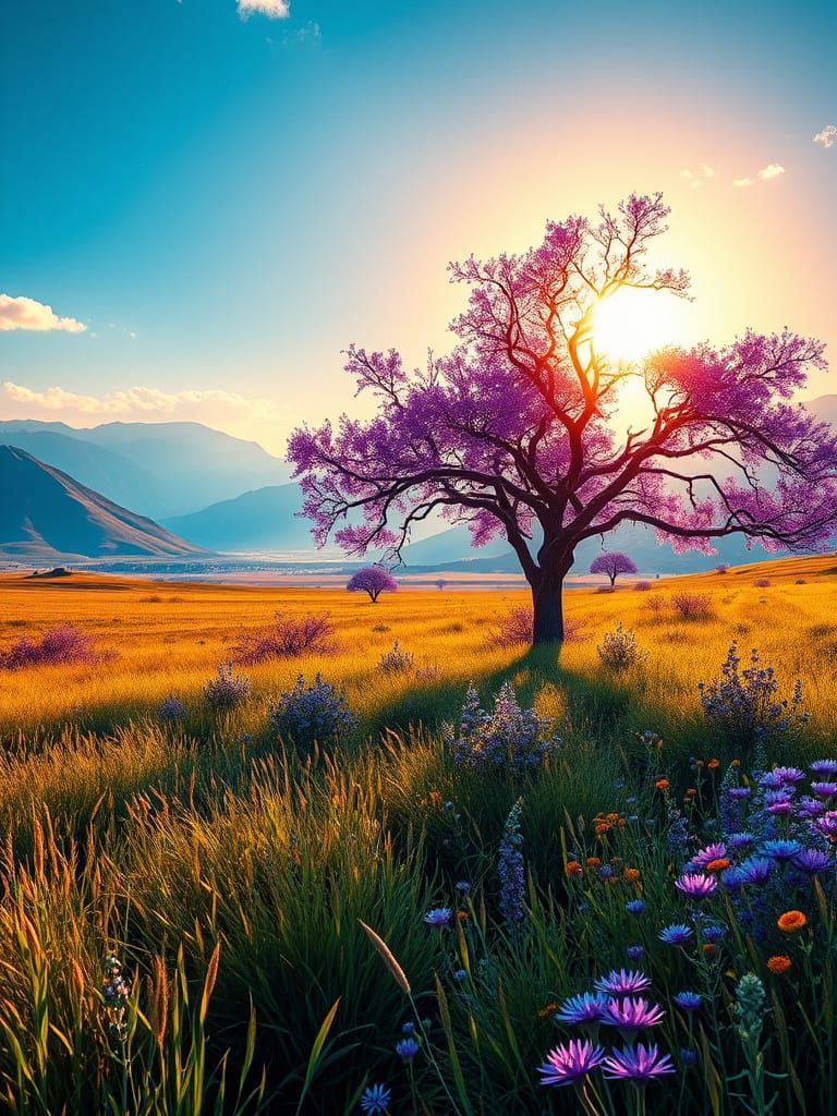 Ethereal Crystal Vale in Vibrant Golden Light