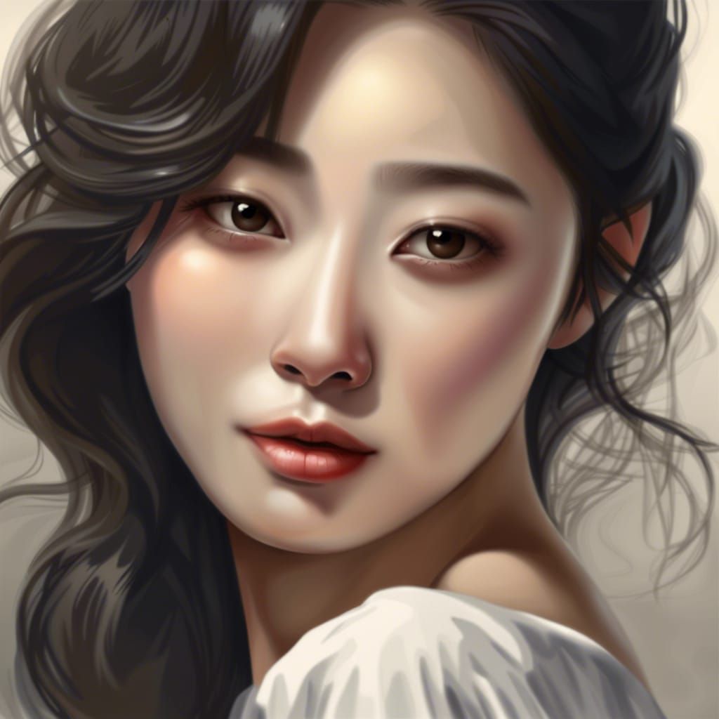 Realistic Portrait of a Beautiful South Korean Woman