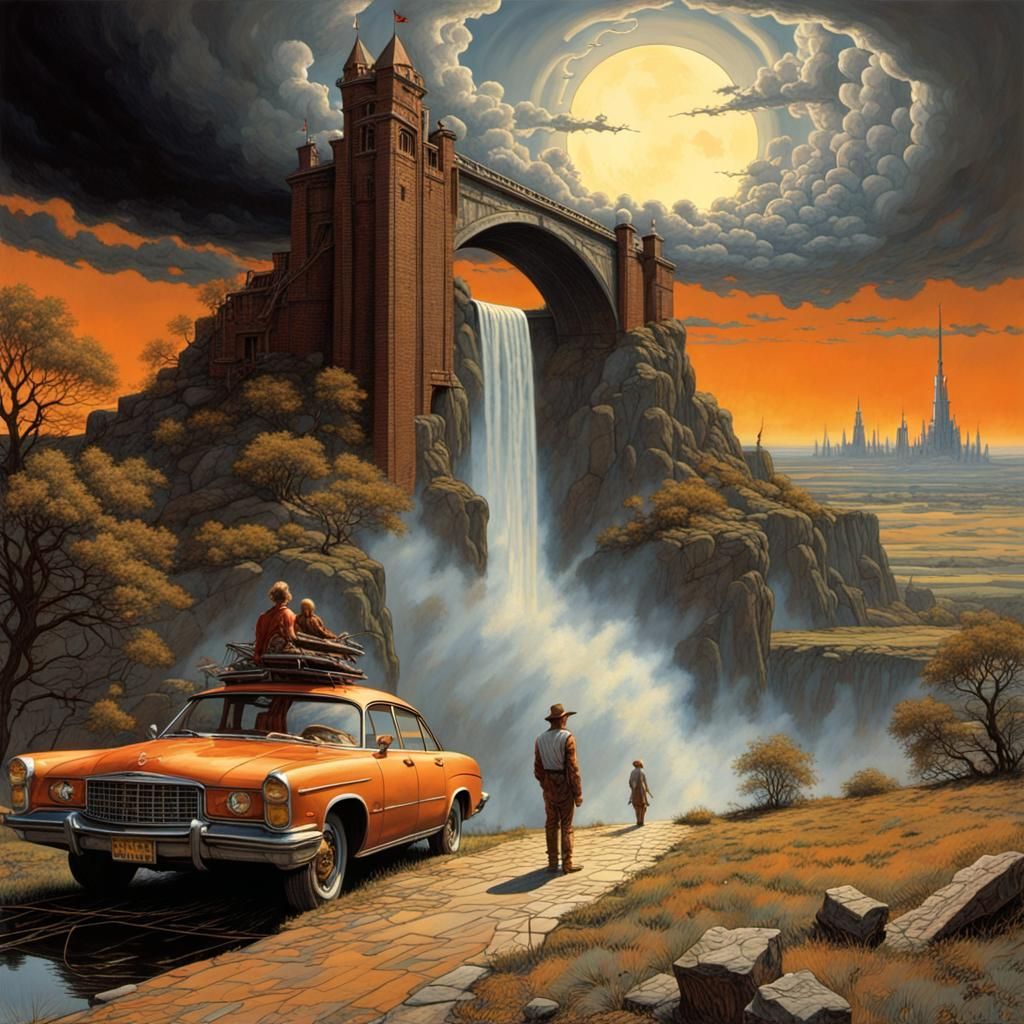 Dystopian Floating Cityscape in Hyperrealistic Style