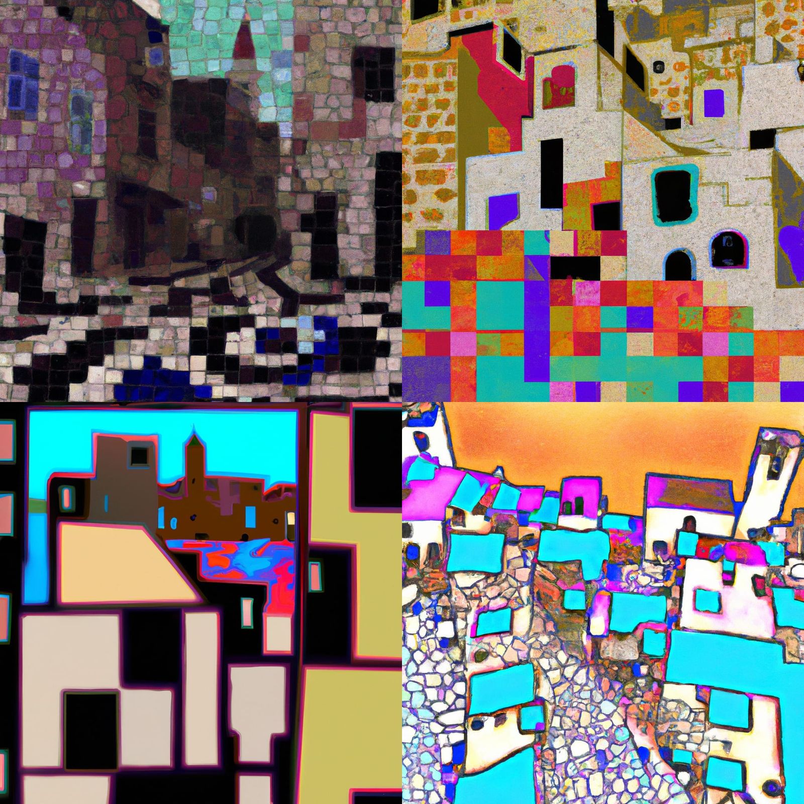 Abstract Trogir Town with Geometric Shapes