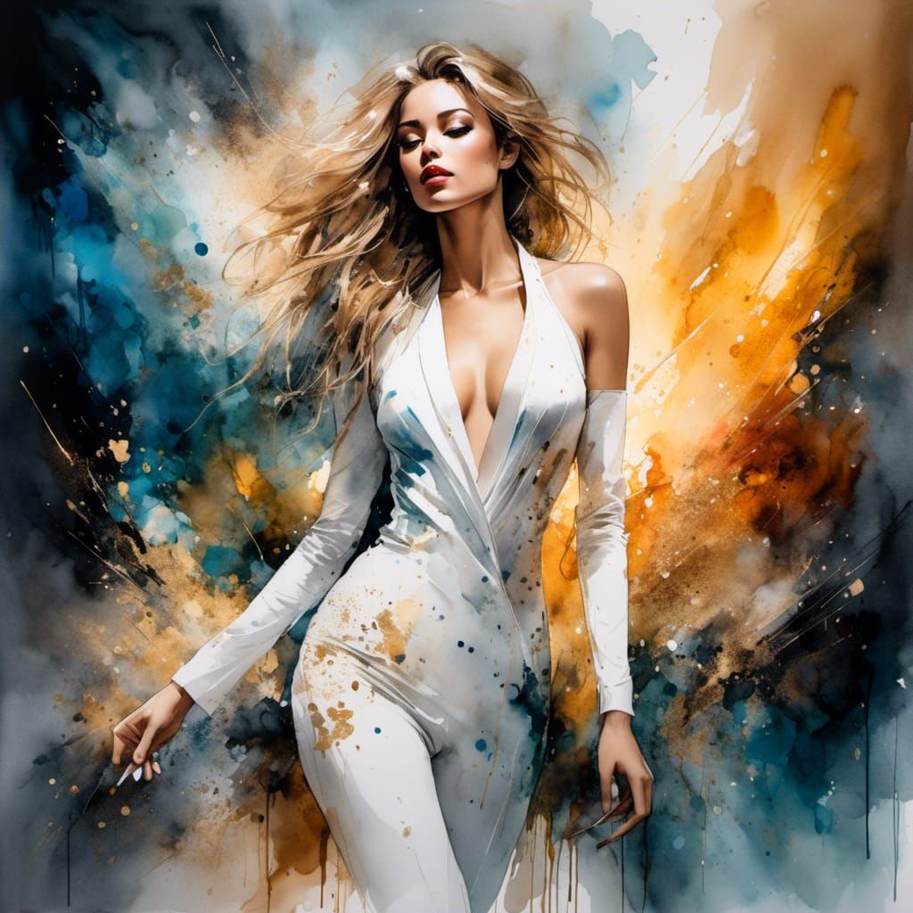 Dazzler Sings at Sunrise: Watercolor and Alcohol Ink