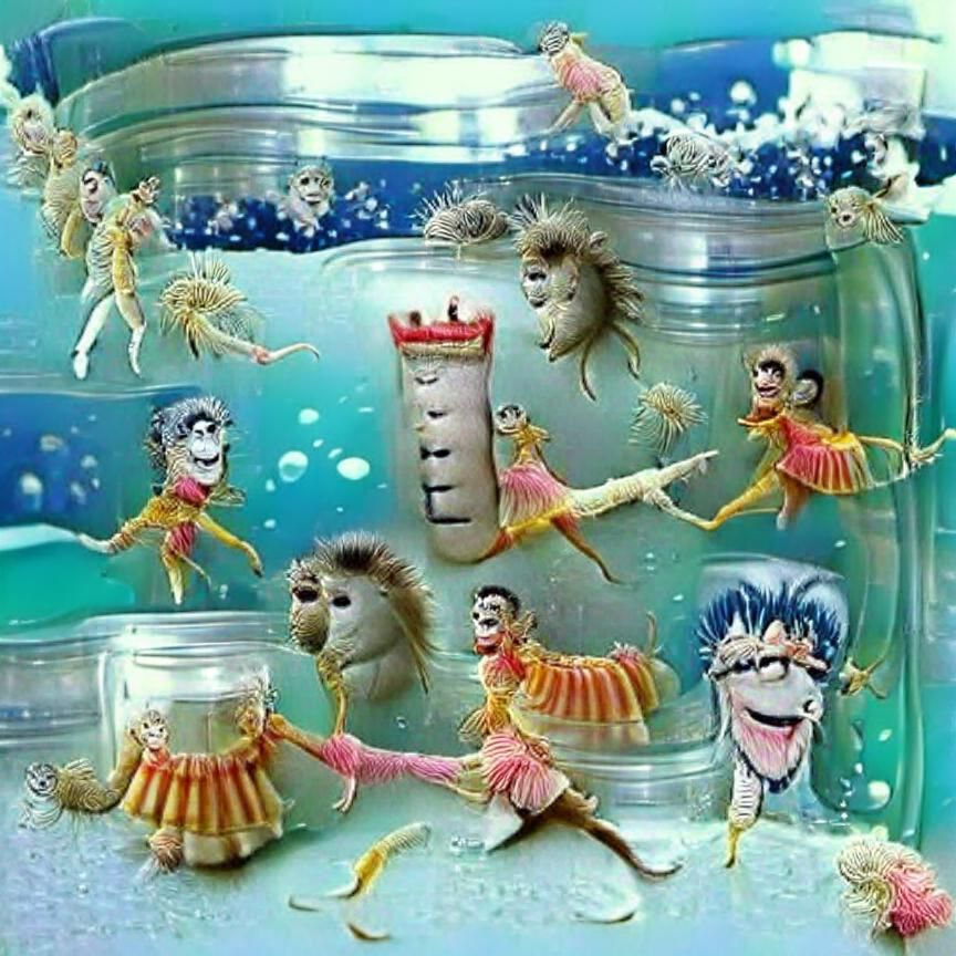 Sea Monkey Ballet in a Digital Art Style