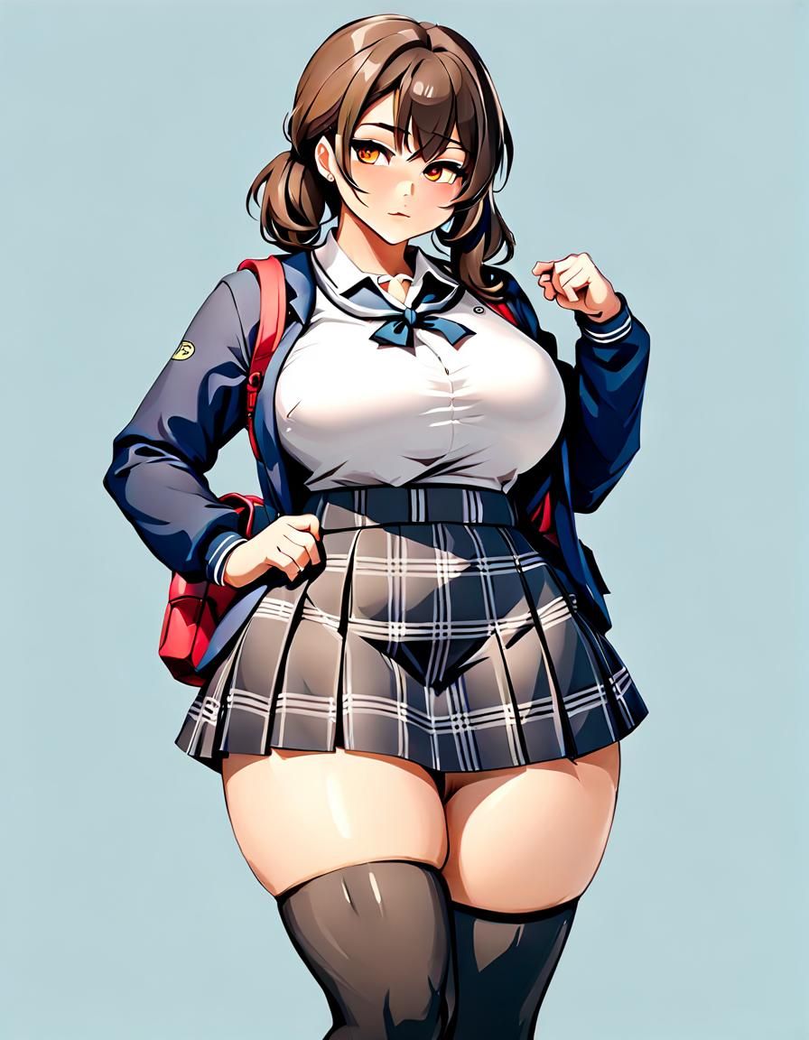 AI-Generated Schoolgirl with Exaggerated Features