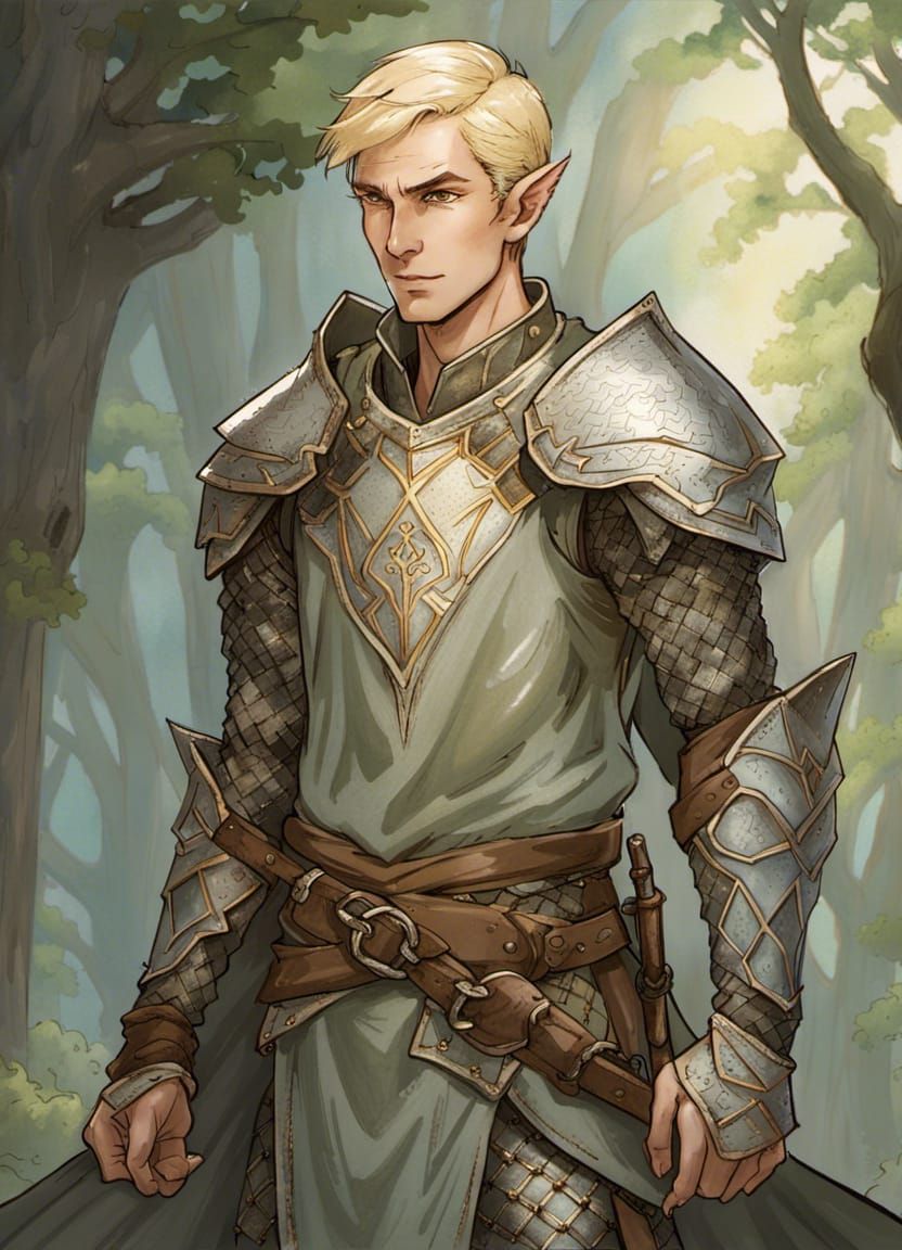 Elf Paladin Portrait in Fantasy Art Style
