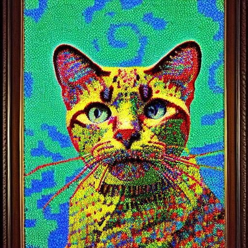 Pointillistic Cat Destroys Devil's Samokat