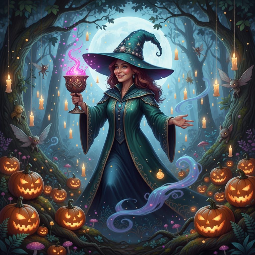 Whimsical Witch Birthday Party in Moonlit Forest
