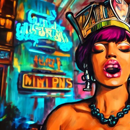 Gin Soaked Bar Queen: Hyperrealistic Splash Art Portrait