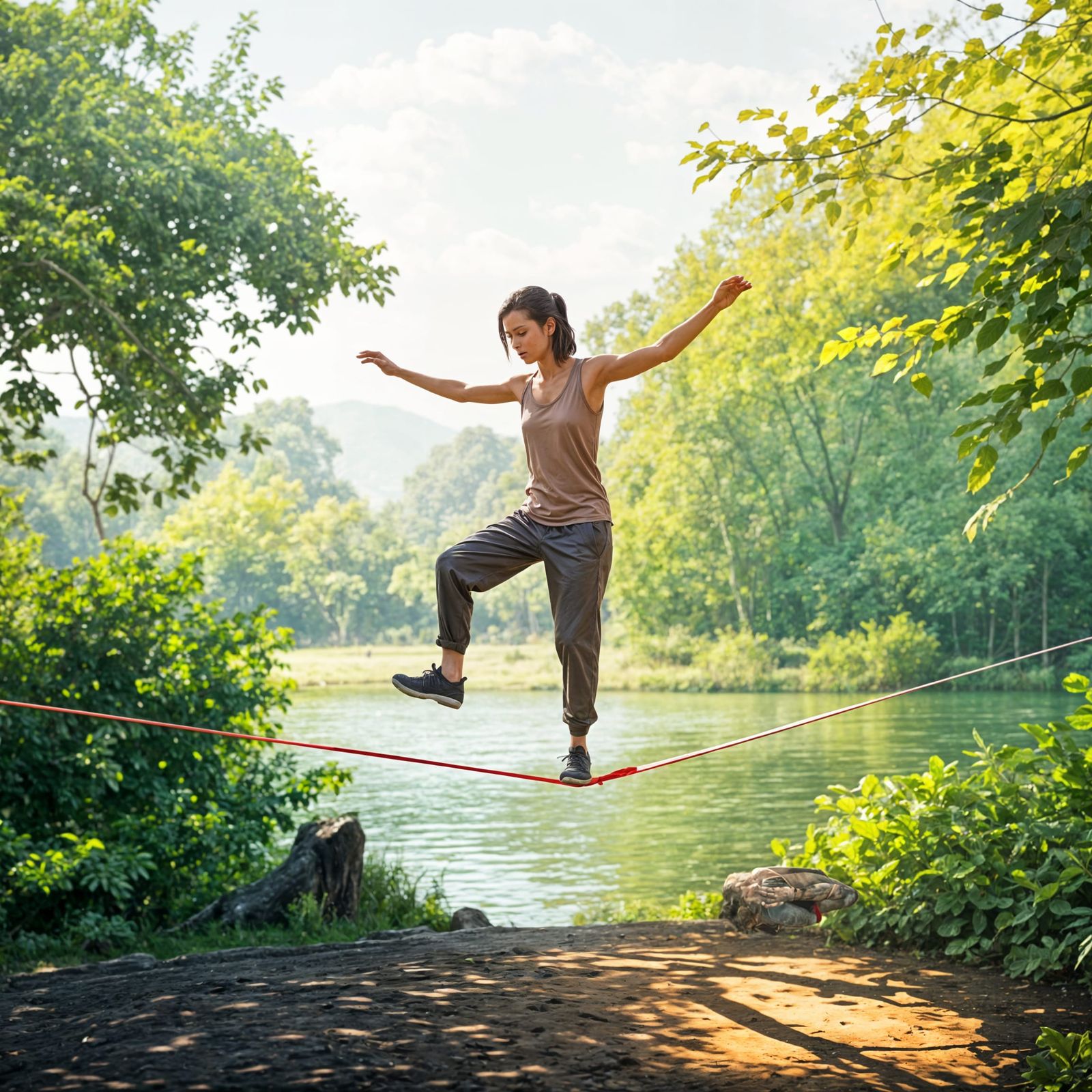 Slacklining Feat of Balance