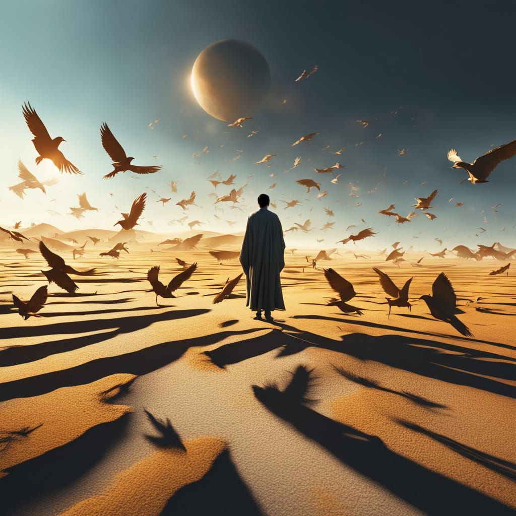 Solitary Figure in a Desolate Landscape, Inspired by Surreal...