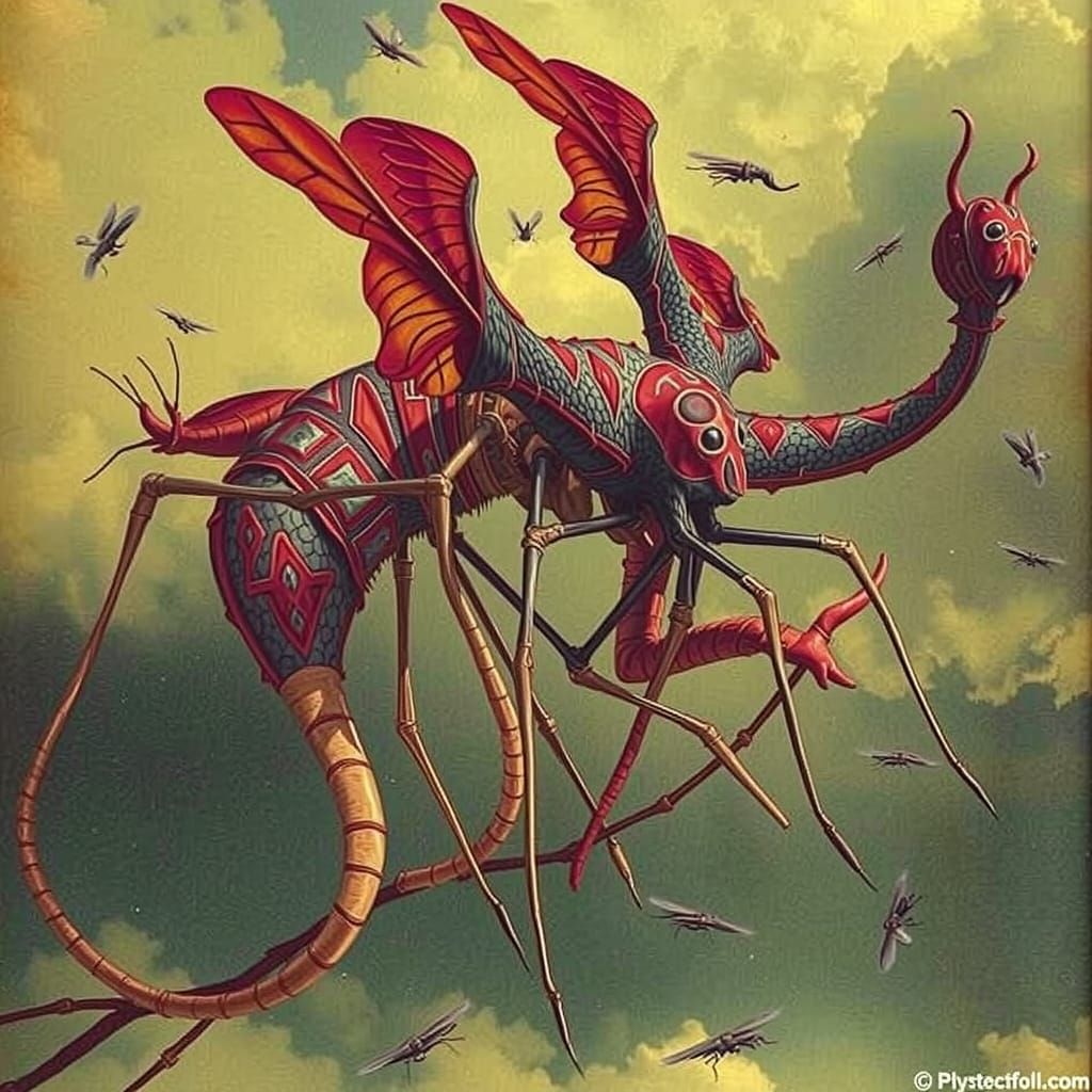 Surreal Mosquito Elephants Fly Around Mystic Object