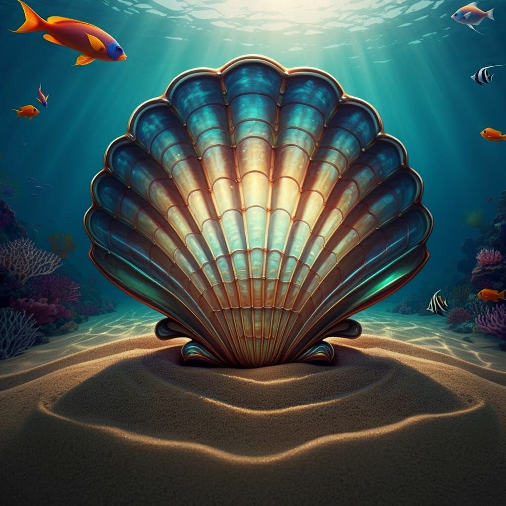 Iridescent Pearl Shell in Art Nouveau Style