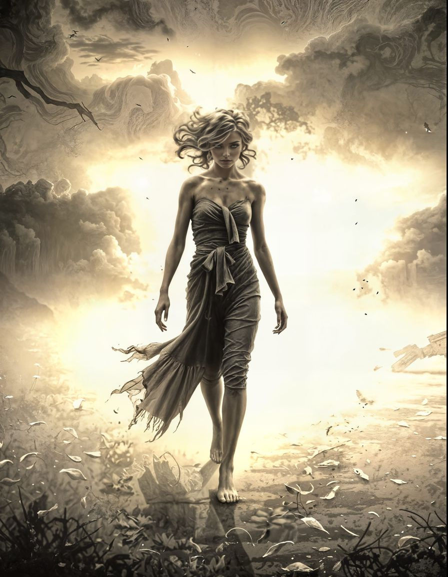 Lost Soul in a Desolate Landscape, Faint Hope in the Distanc...